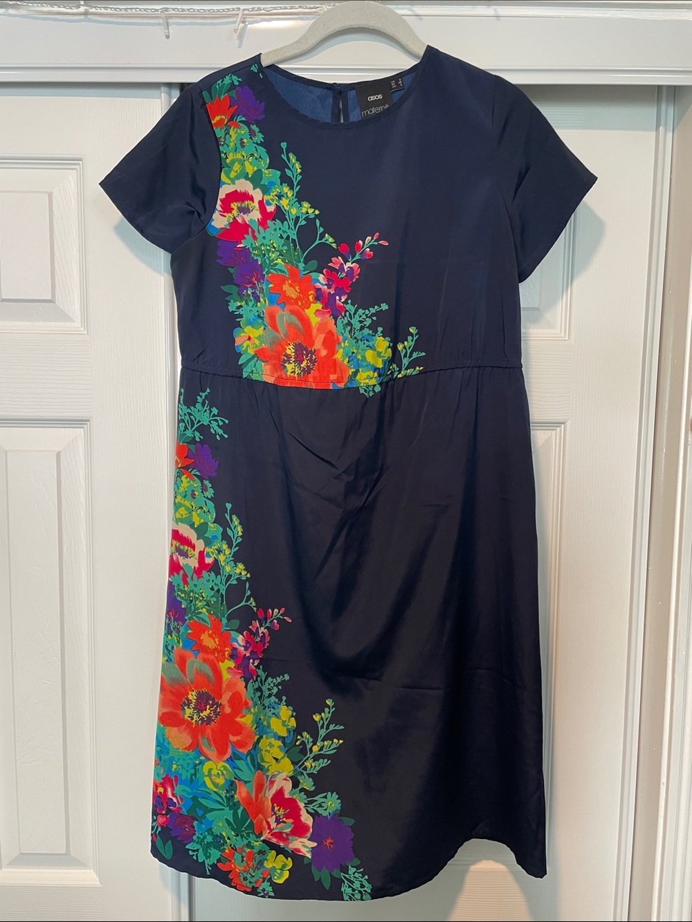 ASOS Navy Floral Maternity Shift Dress with Vibrant Bouquet